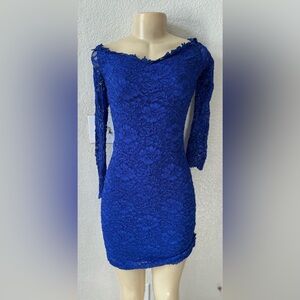 Jack by BB Dakota Royal Blue Lace Midi Dress long sleeve formal